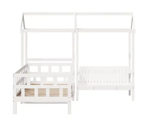 Katuse Ja Pingiga Päevavoodi, Valge, 80 X 200 cm Männipuit