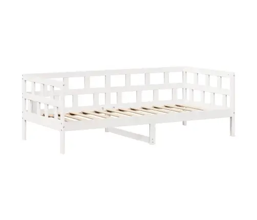 Katuse Ja Pingiga Päevavoodi, Valge, 80 X 200 cm Männipuit