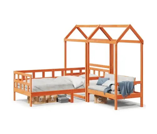 Gultas Komplekts Ar Jumtu, Vaska Brūna, 80X200 Cm, Priedes Koks Vidaxl Gultas Komplekts Ar Jumtu, Vaska Brūna, 80X200 Cm, Priedes Koks Vidaxl