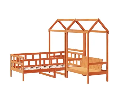 Gultas Komplekts Ar Jumtu, Vaska Brūna, 80X200 Cm, Priedes Koks Vidaxl Gultas Komplekts Ar Jumtu, Vaska Brūna, 80X200 Cm, Priedes Koks Vidaxl