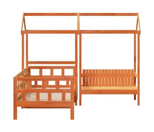 Gultas Komplekts Ar Jumtu, Vaska Brūna, 80X200 Cm, Priedes Koks Vidaxl Gultas Komplekts Ar Jumtu, Vaska Brūna, 80X200 Cm, Priedes Koks Vidaxl