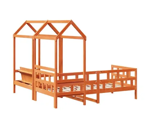 Gultas Komplekts Ar Jumtu, Vaska Brūna, 80X200 Cm, Priedes Koks Vidaxl Gultas Komplekts Ar Jumtu, Vaska Brūna, 80X200 Cm, Priedes Koks Vidaxl