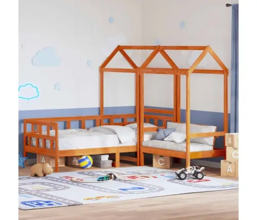 Gultas Komplekts Ar Jumtu, Vaska Brūna, 80X200 Cm, Priedes Koks Vidaxl Gultas Komplekts Ar Jumtu, Vaska Brūna, 80X200 Cm, Priedes Koks Vidaxl