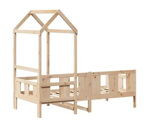 Gulta Ar Jumtu, 90X190 Cm, Priedes Masīvkoks Vidaxl