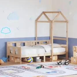 Gulta Ar Jumtu, 90X190 Cm, Priedes Masīvkoks Vidaxl