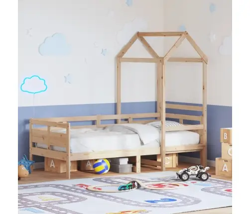 Dienas Gulta Ar Jumtu Bez Matrača 80X200 Cm Masīvkoks Vidaxl