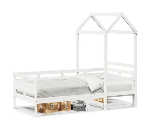 Päevavoodi Katusega Ilma Madratsita, Valge, 80 X 200 cm Puit