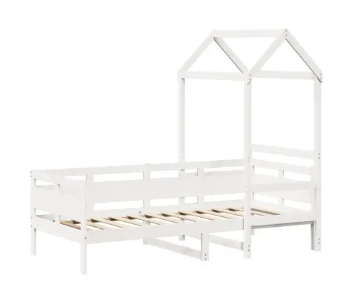 Päevavoodi Katusega Ilma Madratsita, Valge, 80 X 200 cm Puit