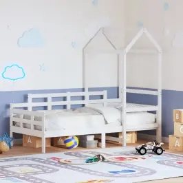 Dienas Gulta Ar Jumtu Bez Matrača Balts 80X200 Cm Masīvkoks Vidaxl