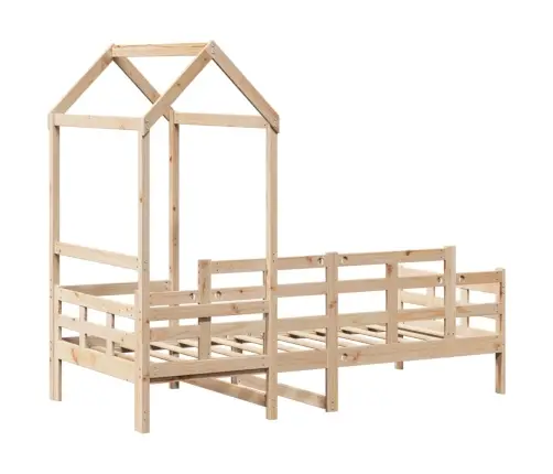 Gulta Ar Jumtu, 90X190 Cm, Priedes Masīvkoks Vidaxl