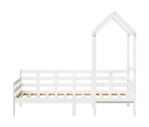 Lova Su Stogeliu, Baltos Spalvos, 80X200cm Pušies Masyvas