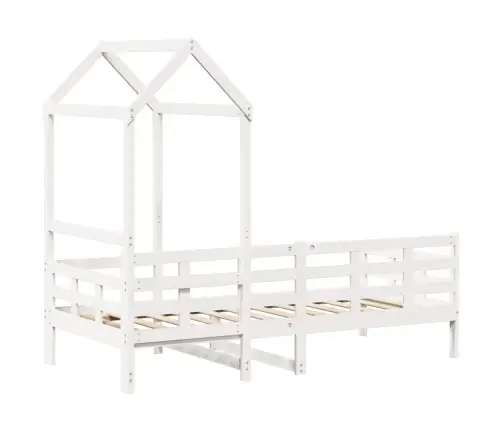 Lova Su Stogeliu, Baltos Spalvos, 80X200cm Pušies Masyvas