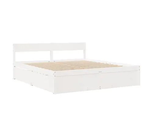 Gulta Bez Matrača, Balts, 200X200 Cm, Priedes Masīvkoks Vidaxl