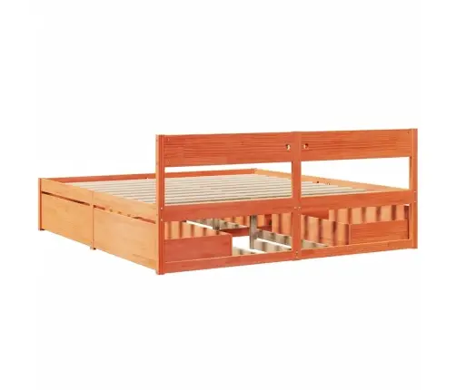 Gulta Bez Matrača, Vaska Brūnas, 180X200 Cm, Priedes Masīvkoks Vidaxl