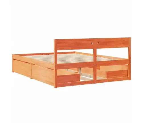 Gulta Bez Matrača, Vaska Brūnas, 160X200 Cm, Priedes Masīvkoks Vidaxl