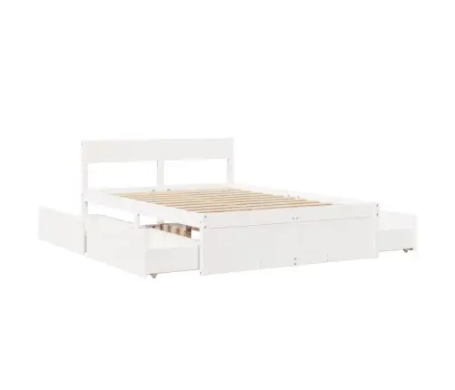 Gulta Bez Matrača, Balts, 135X190 Cm, Priedes Masīvkoks Vidaxl