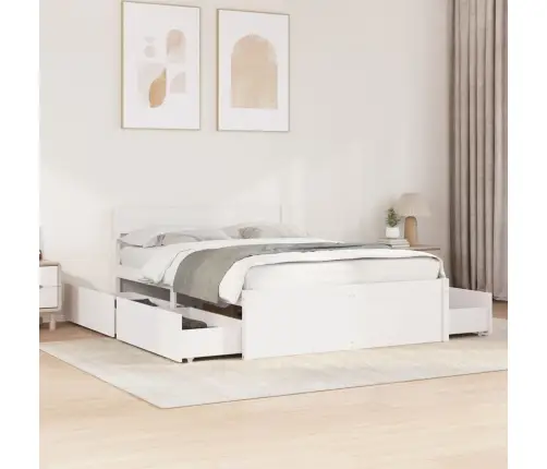 Gulta Bez Matrača, Balts, 120X190 Cm, Priedes Masīvkoks Vidaxl