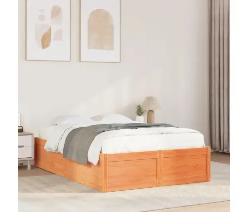 Gulta Bez Matrača, Vaska Brūnas, 120X200 Cm, Priedes Masīvkoks Vidaxl