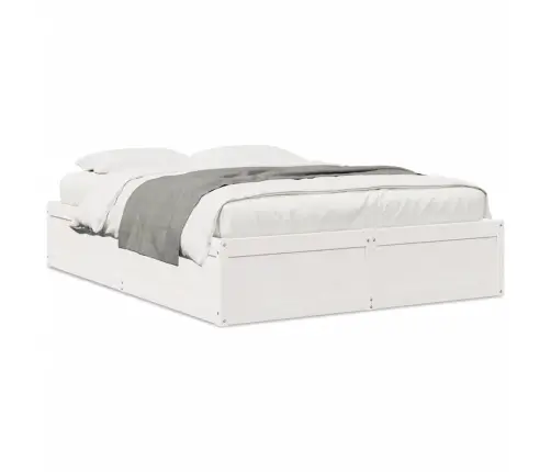 Gulta Bez Matrača, Balts, 140X190 Cm, Priedes Masīvkoks Vidaxl