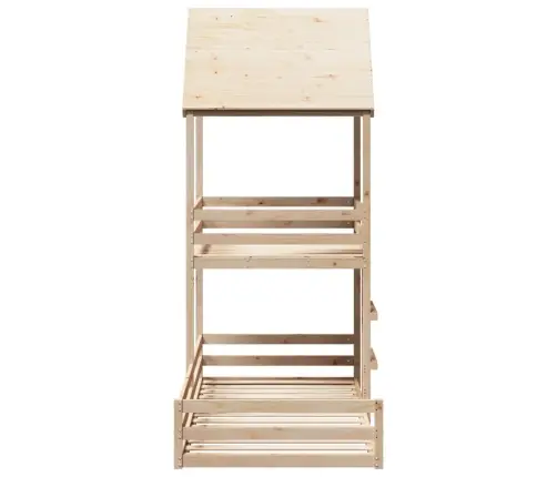 Divstāvu Gulta Ar Jumtu, 90X200 Cm, Priedes Masīvkoks Vidaxl