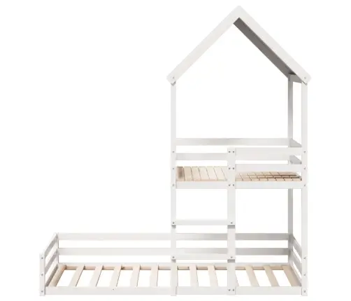 Katusega Narivoodi, Valge, 90 X 200 cm Männipuit