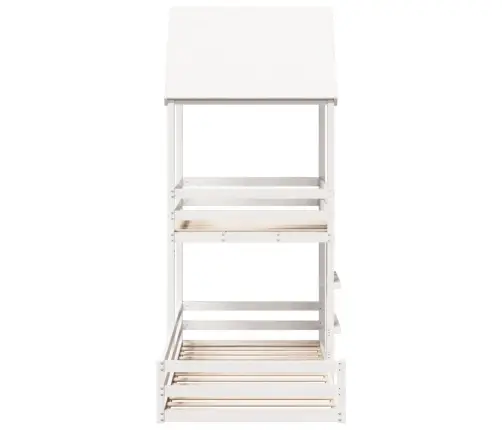 Katusega Narivoodi, Valge, 90 X 200 cm Männipuit