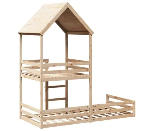 Dviaukštė Lova Be Čiužinio, 90X190cm Pušies Medienos Masyvas