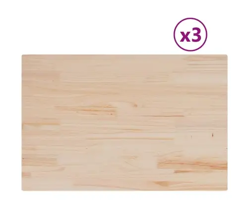 Galda Virsmas, 3 Gab., 80X53X2,5 Cm, Taisnstūra, Priedes Koks Vidaxl