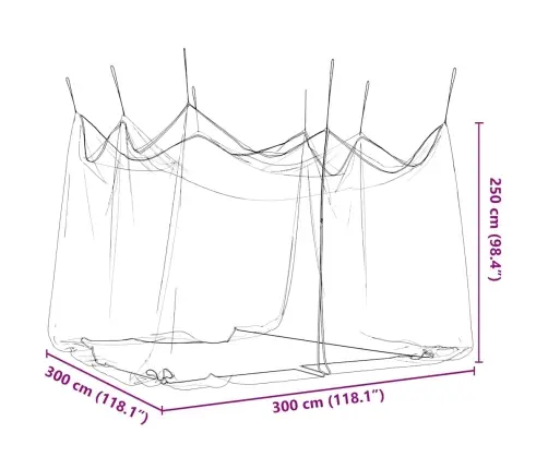 Sääsevõrk Õue, 220 Silma, Valge, 300 X 300 X 250 Cm