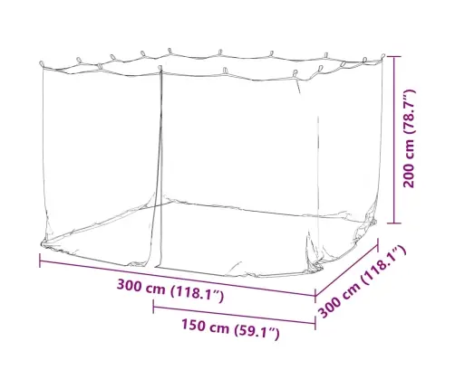 Sääsevõrk Õue, 220 Silma, Must, 300 X 300 X 200 Cm