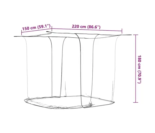 Insektu Tīkls Mongolia Ar Durvīm 156, Balts, 220X150X180 Cm Vidaxl