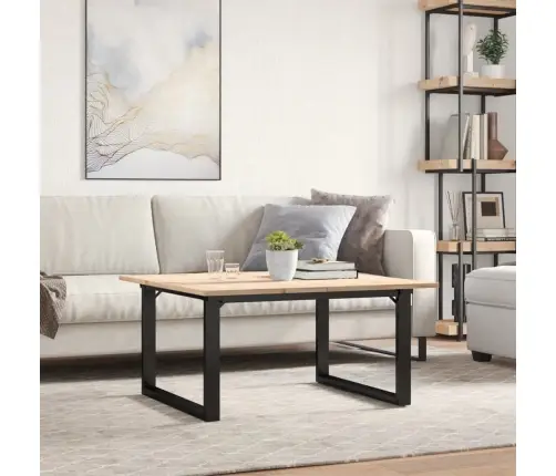 Kavos Staliukas, 90X90X45cm Pušis Ir Plieninis, O Formos Rėmas