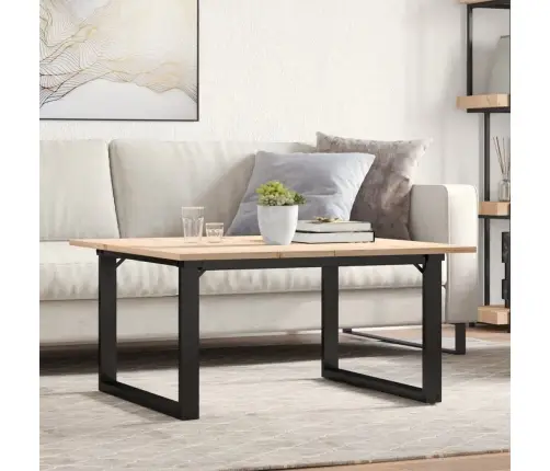 Kavos Staliukas, 90X90X45cm Pušis Ir Plieninis, O Formos Rėmas