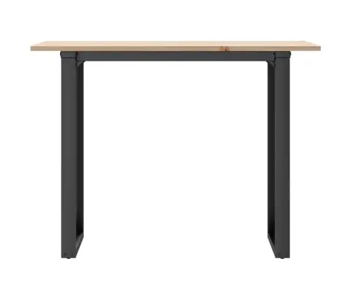 Valgomojo Stalas, 100X50X75cm Pušis Ir Plieninis, O Formos Rėmas