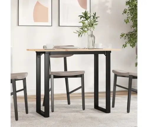 Valgomojo Stalas, 100X50X75cm Pušis Ir Plieninis, O Formos Rėmas