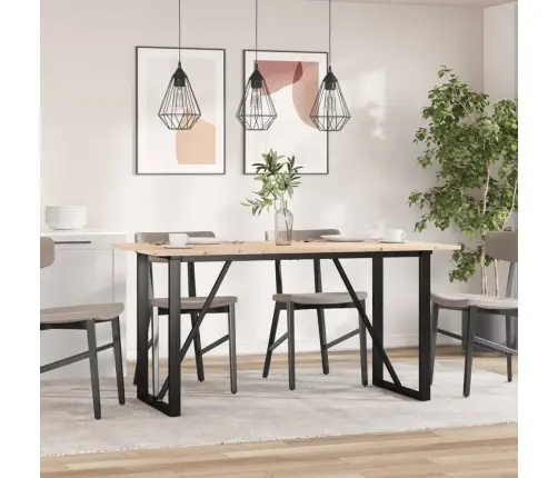 Söögilaud, O-Raam, 140 X 80 X 75 cm Männipuit Ja Teras