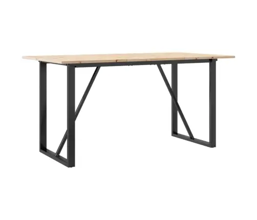 Söögilaud, O-Raam, 160 X 80 X 75 cm Männipuit Ja Teras