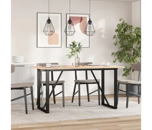 Söögilaud, O-Raam, 160 X 80 X 75 cm Männipuit Ja Teras