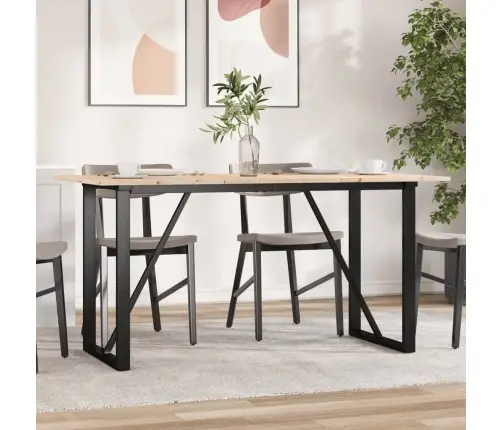 Söögilaud, O-Raam, 160 X 80 X 75 cm Männipuit Ja Teras