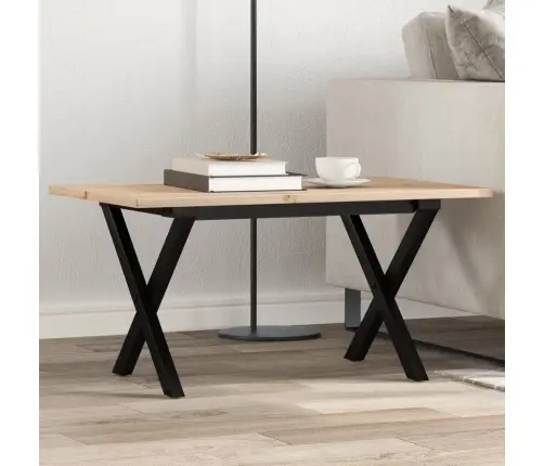 Kavos Staliukas, 80X50X40cm Pušis Ir Plieninis, X Formos Rėmas