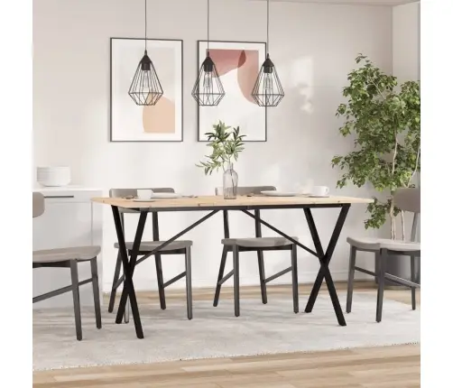 Virtuves Galds, X-Rāmis, 140X80X75 Cm, Priedes Koks, Tērauds Vidaxl