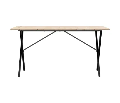 Virtuves Galds, X-Rāmis, 140X80X75 Cm, Priedes Koks, Tērauds Vidaxl