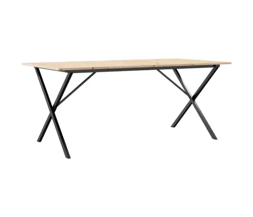 Valgomojo Stalas, 180X90X75cm Pušis Ir Plieninis, X Formos Rėmas