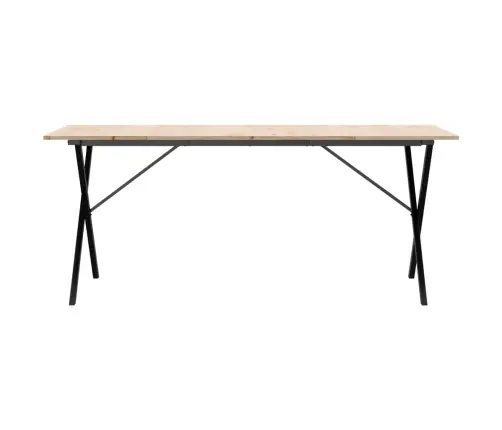 Valgomojo Stalas, 180X90X75cm Pušis Ir Plieninis, X Formos Rėmas
