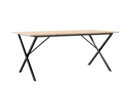 Valgomojo Stalas, 180X90X75cm Pušis Ir Plieninis, X Formos Rėmas