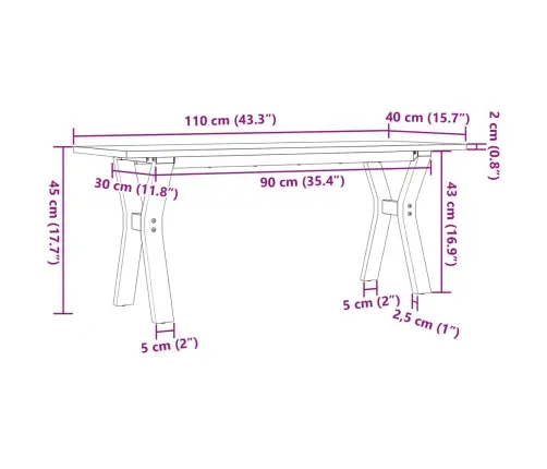 Kafijas Galdiņš, Y-Rāmis, 110X40X45 Cm, Priedes Koks, Tērauds Vidaxl