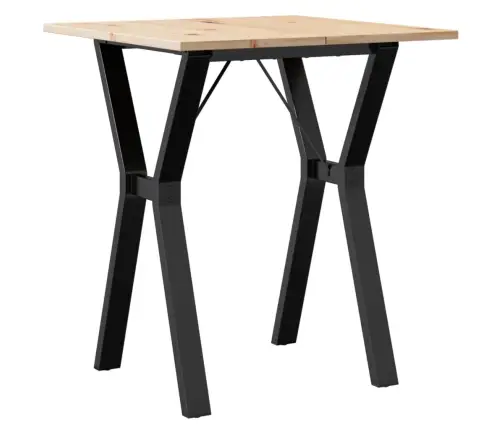 Valgomojo Stalas, 70X70X75cm Pušis Ir Plieninis, Y Formos Rėmas