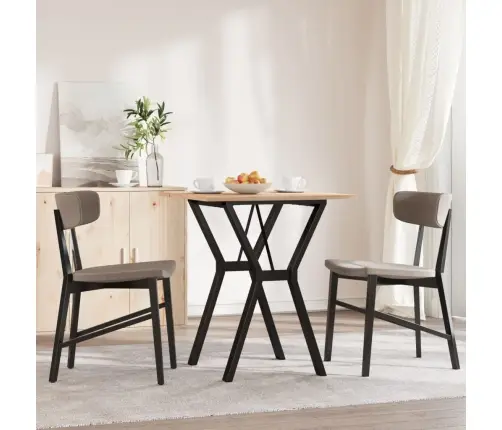 Valgomojo Stalas, 70X70X75cm Pušis Ir Plieninis, Y Formos Rėmas