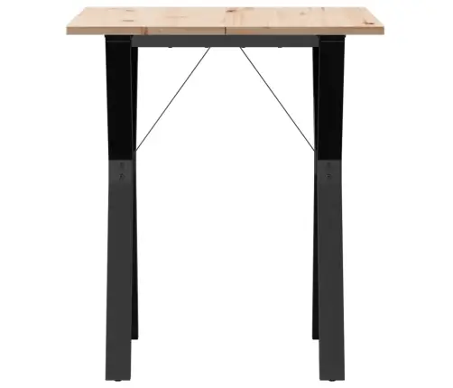Valgomojo Stalas, 70X70X75cm Pušis Ir Plieninis, Y Formos Rėmas