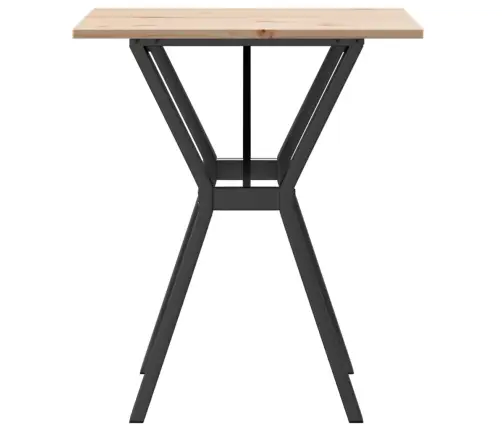 Valgomojo Stalas, 70X70X75cm Pušis Ir Plieninis, Y Formos Rėmas